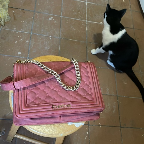 bebe Handbags - NWOT! BEBE LUCY MINI QUILTED W/ GOLD CHAIN CROSSBODY SLING BAG IN CRANBERRY!